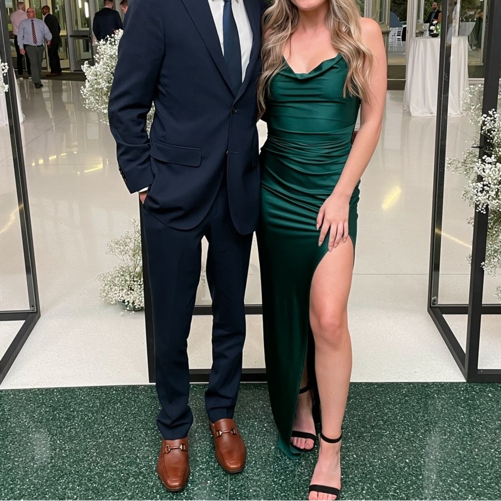 Emerald green floor length dress